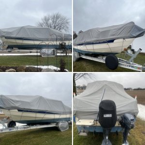 Boat cover, bow view