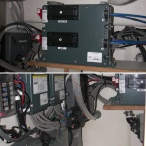 Okay, it's a "yay-boo" thing where the installer (not C-Dory) put the electronics - under the galley cabinet. Easy access, but you've got to keep large metal things out. I use vinyl tubs for food, etc. here.