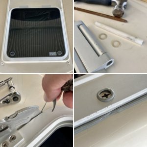 The main hatch has has been leaking for a while but I wanted to get off the great lakes before taking it apart (I made a quick and dirty rain cover that attached into the four existing snaps for the sun shade)