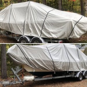 New Boat Cover - Covers Roof Rack, Anchor and twin outboards