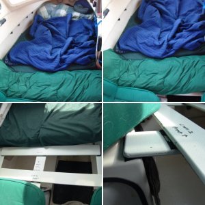 Velcro attachment. The boards were from the floor of an old inflatable.