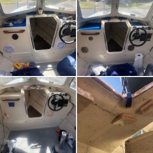 Pre repair photo. Bomar hatch in foredeck of a 16 Angler. Noticed a delayed leak around the edge of the hatch every time it rained.
