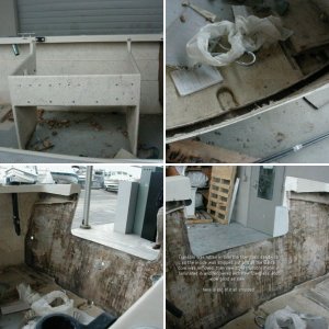 the motor well is detached and ready for stripping the rotten wood out