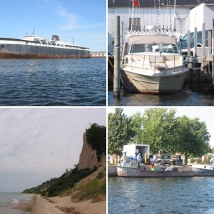 Car ferry Badger leaving Ludington Harbor for Wisconsin. The last remaining boat from a fleet of many.
