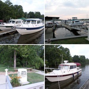 Boats leaving from the Baum's dock
