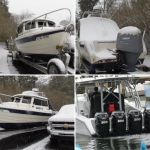 Low mileage cream puff in Marathon. Check out the conch style decor on the bow of this unit.