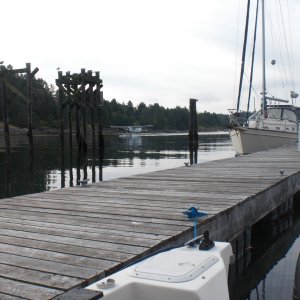 Thetis Island marina.  Float plane arriving.