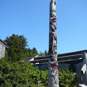Aug 09 Haida totem in Old Masset.