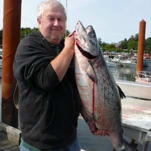 Fishing buddy Mike with 42lb chinook or "spring" eh.