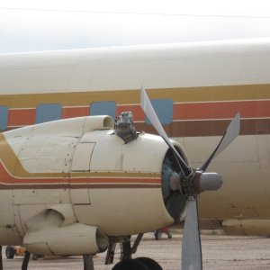 Media 'Pima Air Museum, a must see for aviation enthusiasts.  This DC6B blew a cylidnder thru the cowl on delivery. They just left it.' in album 'Tucson sunset'