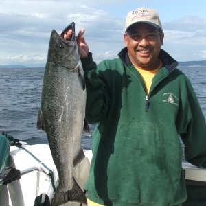 1st Chinook Salmon caught on C-Dancer