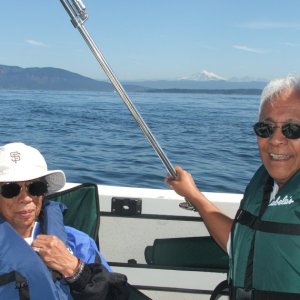Mom & Dad's first trip on the boat - Rosario Strait & Mt Baker
