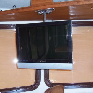 15" LCD HD TV down for viewing / 110V & 12V with a small inverter.