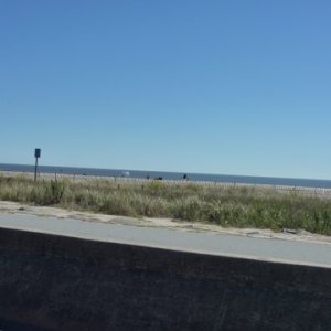 Looking south to Delaware bay and the Atlantic over the Cape May promenade