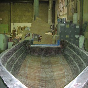 Hull layup completed, now waiting for the deck to be completed