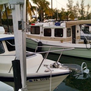 Will-c next to Mike and Jess Rizzo's 27'Ranger tug Illusion and the rear of Kismet Jim and Lisa Favor's Kismet another 27' R.T.