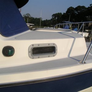 Media 'Beckson PO310-SS10 Porthole with cutout 8 inches forward of  the sidelight center' in album '22 Inch Horizontal Bulkhead Enlargement & 24 Inch Copilot Handrail'