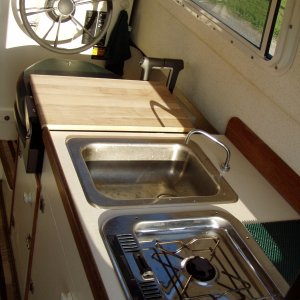 Extended Galley Countertop Over Helm Seat