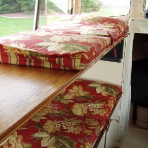 Bunk Beds Illustrated with Sofa Cushions (see more photos in subalbum, Dinette to Sofa Conversion)