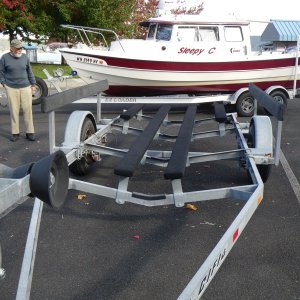 Ready to switch, SleepyC to our own trailer after bunk rebuild, and boat had been sitting on Paul's (JC Lately)Trailer for the 2 week project.