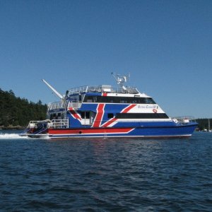 Victoria Clipper, stealth boat, cruise at about 30+ knots and hardly visible on radar.  They do have AIS active.