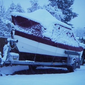 Media 'SleepyC in cold storage. No ride today it's too snowy.  One of our rare snow days.' in album 'All Dressed up for the 4th of July. HH Cal 09-07 Jul'
