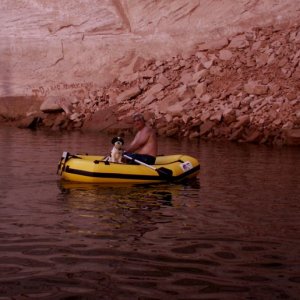 After Several Hours on the Boat, Baxter Needed to Go Ashore - Near Cathedral in  the Desert 9-21-08