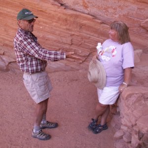 Bill Explaining the Significance of the Kiva to Patty at Defiance House at Forgotten Canyon 9-23-08