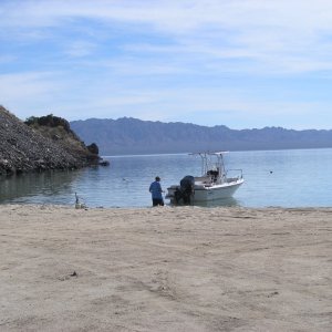 Boating from a beach in Bahia Concepcion.
