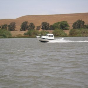 Media 'Tee Ten - Steve Grover's new 19ft with brand new Honda 90. Sweet!' in album 'On my way to Rio Vista I saw this craft about 8ft long. Then I saw a USGS boat on the oppsite shore. I think this was a bottom survey vessel.'