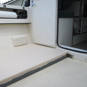 Cockpit floorboard on port side. Notice how much higher and level it is.