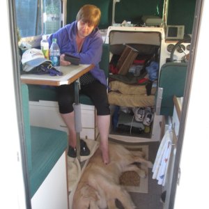 Media 'Kim with Sunshine anchored at Shallow Bay, Sucia 2014' in album 'My wife, Kim, and I. (Photo from Work Release)'