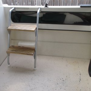 Great addition, 2 tread cockpit stair, much easier to get in and out of boat at dock.