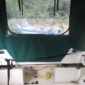 Camperback rear panel. Screens behind windows all 3 sides, roll up and secure.