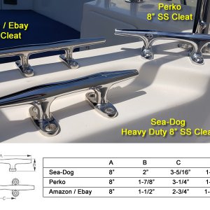 8" SS Cleat comparison