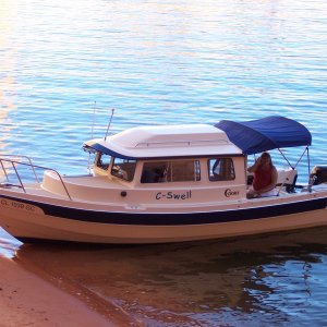 C-Swell beached for the night in Reflection Canyon Friday night with Sue on board 9-24