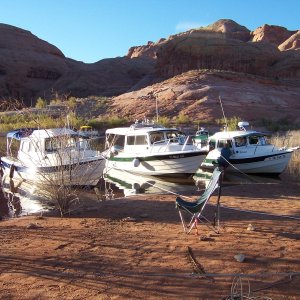 Now I see the bow of the C-Dory from New Mexico, C-Swell, Katmai and Halcyon at Oak Canyon 9-25