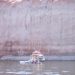 C-Cakes drifting, eating lunch and taking a swim in the main channel after leaving Rainbow Natural Bridge 9-26