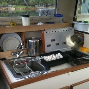 Test rack behind sink.