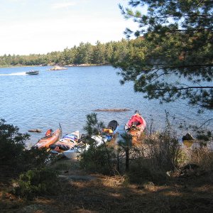 Pulling in to camp after a long paddle.