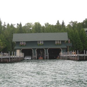 Media 'Boat house, Les Cheneaux Islands' in album 'Tall ship Boseway out of Belfast Ireland sailing in the Straits of Mackinac'