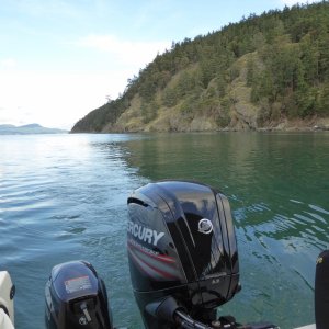 Put a couple hours on the kicker, exporing the west and south shores of Blakely island