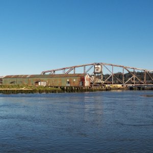 The muddy Wishkah River made famous (to some) by Kurt Cobain.  You need to call one hour in advance for the bridge tender to open, but the CD 16 can fit at all tides with antennas down.