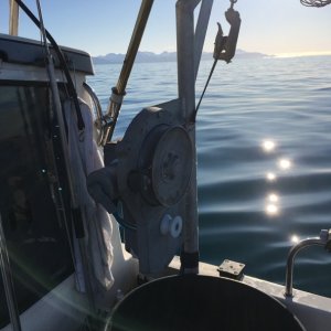 Electra Dyne Puller & self built davit on JMR-TOO, expensive but worth it!