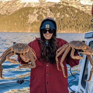 Dr. Kay Sturm & first ever crab!!