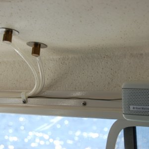 Air lines for horns and Aux. VHF speaker by ear helps with bad hearing and motor noise