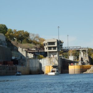 Mississippi River Lock and Dam #1 at St.Paul, MN. There are two more locks up from it called St. Anthony #1 (30foot lift) & St. Anthony #2.