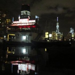 Liberty Island Marina looking at Manhattan across the Hudson