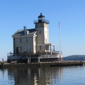 Lighthouse at Rondout Creek entrance on the Hudson river