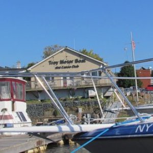The Troy Boat and Canoe club. Second oldest boat club on the Hudson river. Gas dockage and great people. Stayed the night, food and grocery stores with in walking distance.